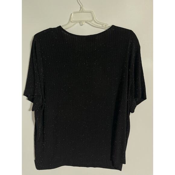 Vintage 80s Top Womens Plus 3X Shoulder Pads Black Sparkly Whimsigoth Dark Fairy - Picture 2 of 10